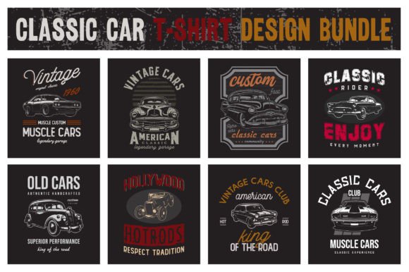 Download Old Classic Cars T-shirt Designs Bundle - Classic Collection