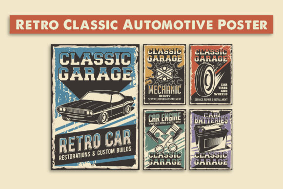 Download Retro Classic Automotive Signage Poster - Classic Collection