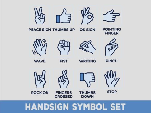 Download Minimalist Hand Signs Symbol Set SVG - Symbol set Collection